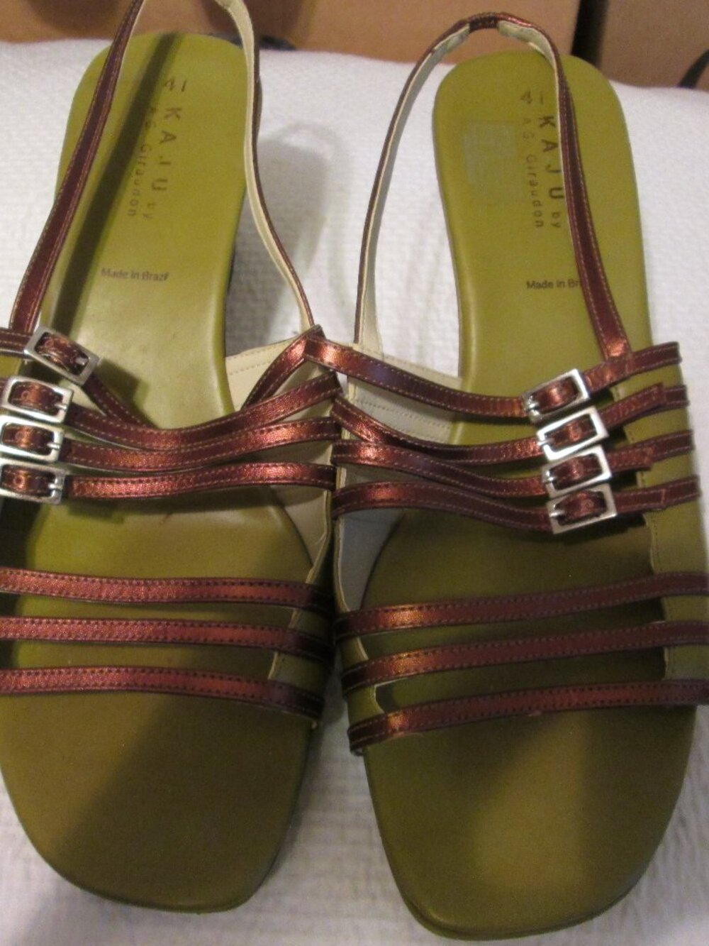 Kaju by A.G. Giraudon trappy Olive Green Wedge Sandals Size US 10 (EU 41)